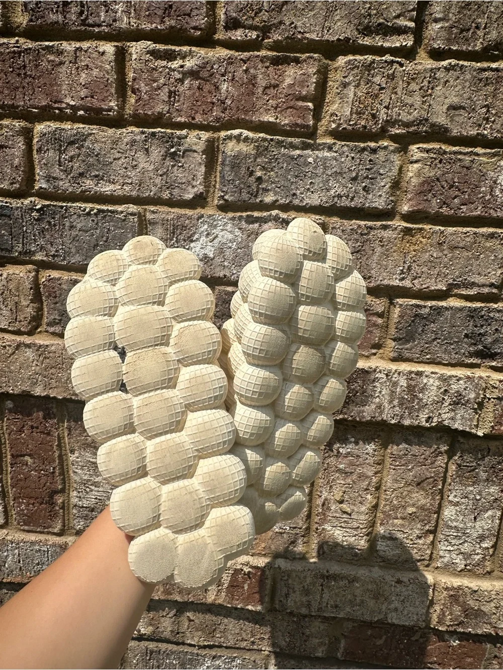 Cream Bubble Slide Sandals - Soft Textured Play Shoes